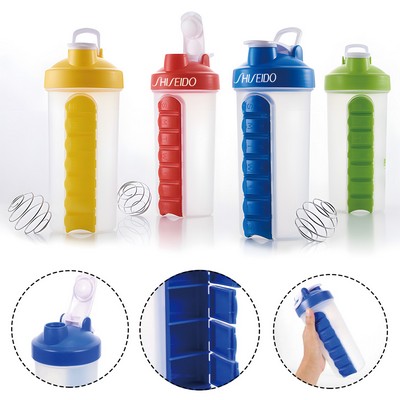 20 Oz Shaker Water Bottle with Pill Organizer