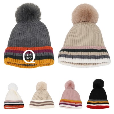 Pom-Pom Knitted Hat