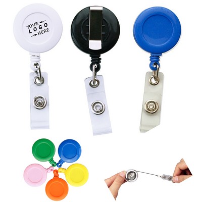 Retractable Round Badge Reel Holder w/ Belt Clip