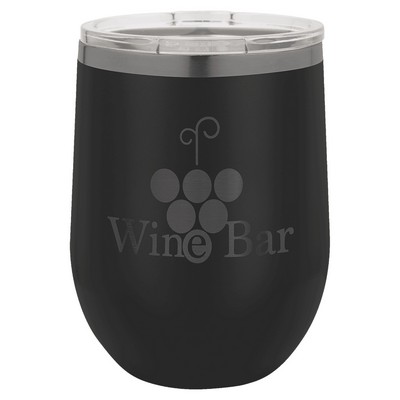 PC 12 oz. Black/Ghost Black ION-Plated Stemless Wine Tumbler