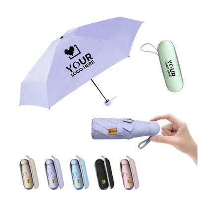 Five-Fold Capsule Sunscreen Umbrella with Case