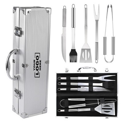 Stainless Steel BBQ Grill Tool Set 5-Piece