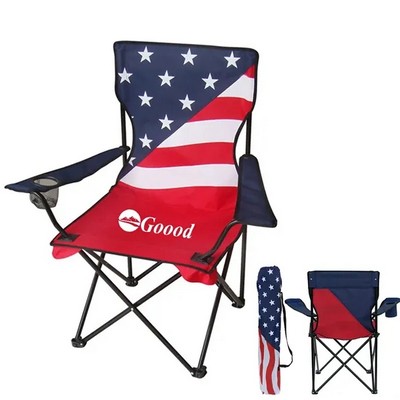 American Flag Folding Captain Chair