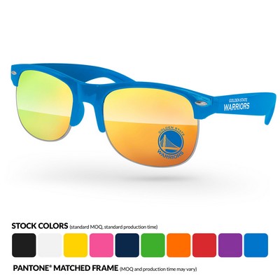 Club Sport Mirror Promotional Sunglasses W/ Temple Imprint