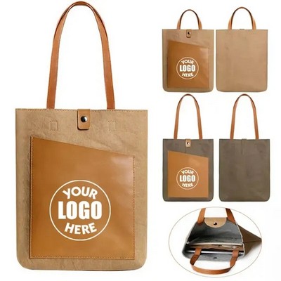 Washable Kraft Paper Laptop Tote Bag