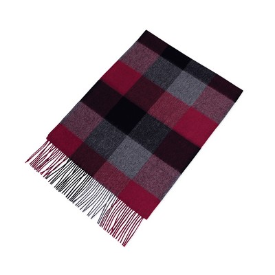 Maroon Plaid Alpaca Blend Scarf