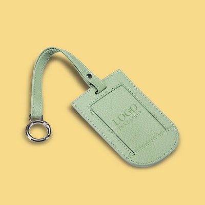 Flap Leather Luggage Tag With Metal Buckle