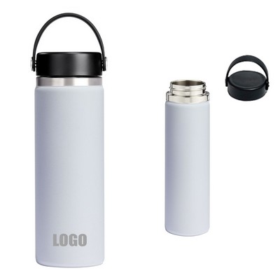 20 Oz Stainless Steel Flask Water Bottle with Handle Lid and Double-Wall Insulation