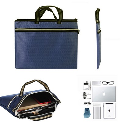 Elegant File Document Tote Hand Bag with Double Zippers