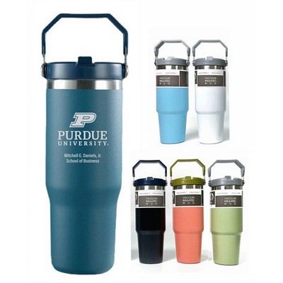 30 Oz. Flip Straw Vacuum Travel Tumbler w/Handle