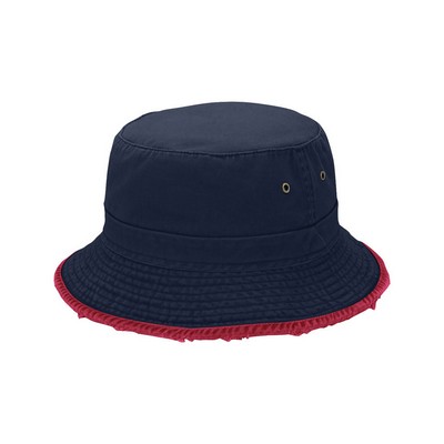 Cotton Twill Heavy Washed Bucket Hat w/ Frayed Brim