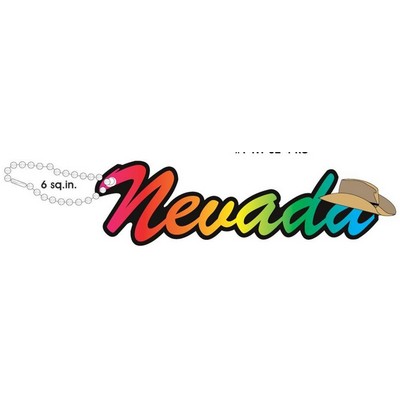 Nevada w/ Cowboy Hat Promotional Line Key Chain w/ Black Back (6 Square Inch)