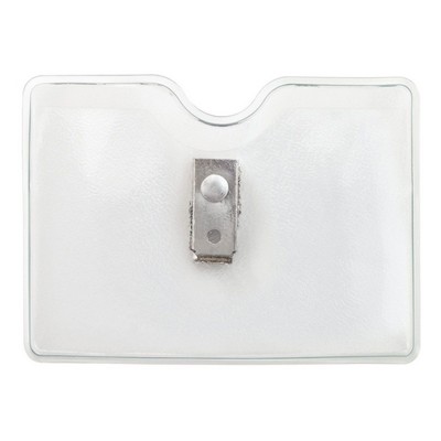 3.81" W x 2.75" H - Horizontal Clear Vinyl Badge Holder (Blank)