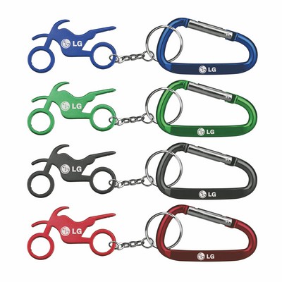 Motorbike Shape Bottle Opener with Key Chain & Carabiner