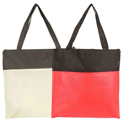 Non Woven Polypropylene Zippered Tote Bag (16"x15"x1")