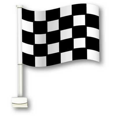 Double-Pane Clip-on Flag w/Pole (Black/White Checkered)