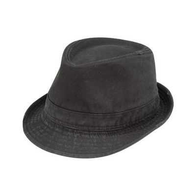 Normal Dyed Cotton Twill Washed Fedora Hat w/ Distressed Look