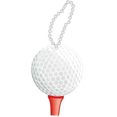 Golf Ball & Tee Promotional Key Chain w/ Black Back (10 Square Inch)