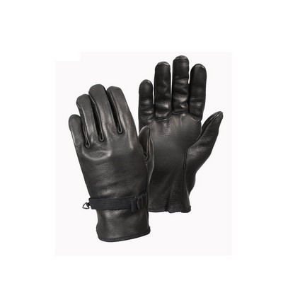 D-3A Black Leather Military Gloves