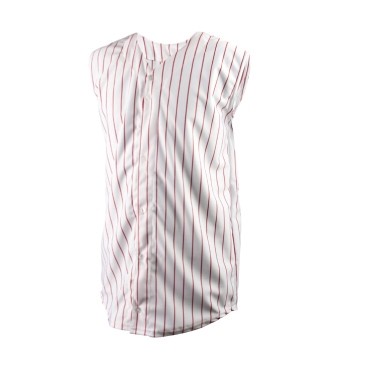 Youth Warp Knit Poly Pinstripe Pro-Style Full Button Sleeveless Baseball Jersey Shirt