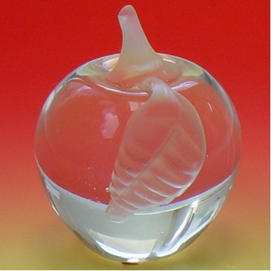 Molten Glass Apple with Frosted Leaf