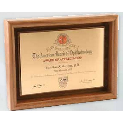 1 1/4" Deep Satin Black Shadow Box Award / 10"x13" w/ 7"x10" Plate