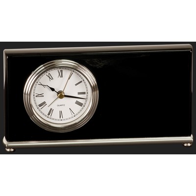 Stay On Time-Horizontal/Rectangular Black Piano Finish Desk Clock Award