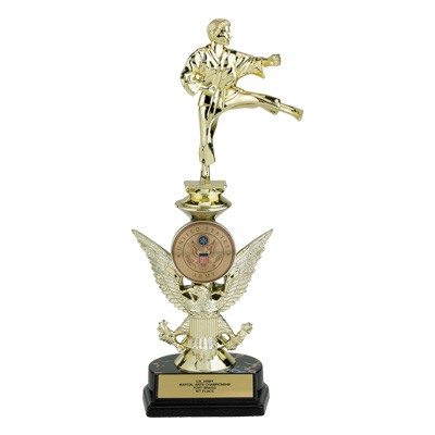 12 ½" Eagle Sports Trophy Holds Figure & 2" Medallion Insert