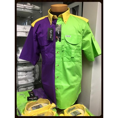 Men's Mardi Gras Short Sleeve Fishing Shirt