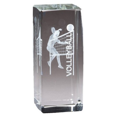 Crystal Block with 3-D Laser Volleyball, Female 2" x 4.5"