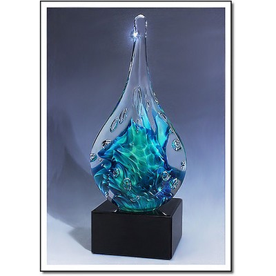 Atlantis Art Glass Sculpture w/ Marble Base (6"x15")