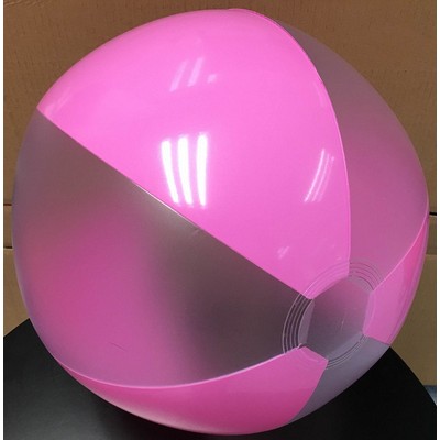 16" Inflatable Beach Ball w/ 3 Frosted Panels & 3 Pink Panels