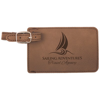 Leatherette Luggage Tag - Dark Brown