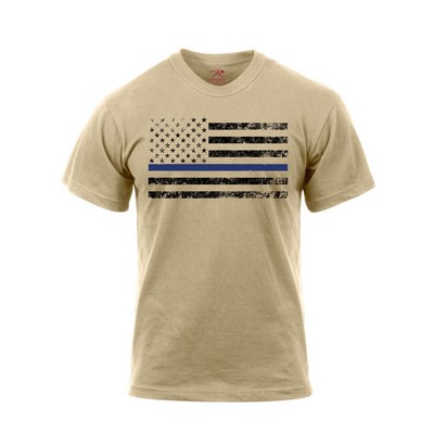 Desert Sand Thin Blue Line Flag T-Shirt (2XL)