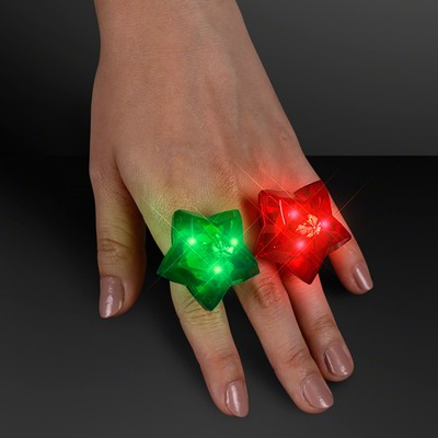 LED Sparkling Stars Christmas Rings, Assorted Colors - BLANK