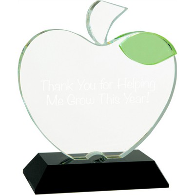 Crystal Apple Award with Black Base, 5-1/2"x 6-1/4"