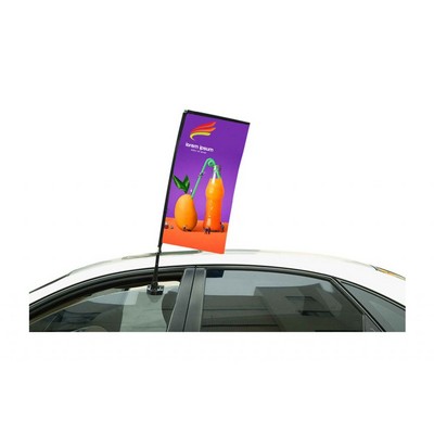 32" Stationary Rectangle Car Window Flag - 1 Side Imprint