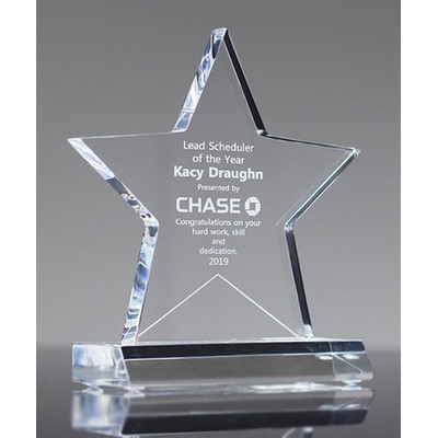 Acrylic Star Award With Base, Clear, Small (5" x 5-3/4")