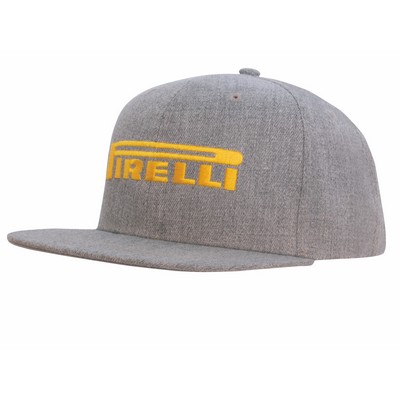 Grey Marle (Heather) Premium American Twill Flat Bill Snapback Cap (Embroidered)