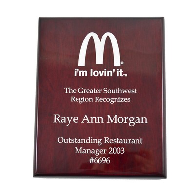 Rosewood High Gloss Color-fill Plaque - Square Corners 9" x 12"