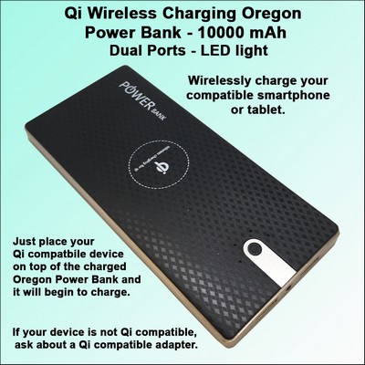 Qi Wireless Charging Oregon Power Bank 10000 mAh