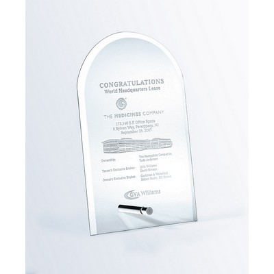 Beveled Arch Jade Glass Award with Aluminum Pole, Medium (5-1/2"x9")