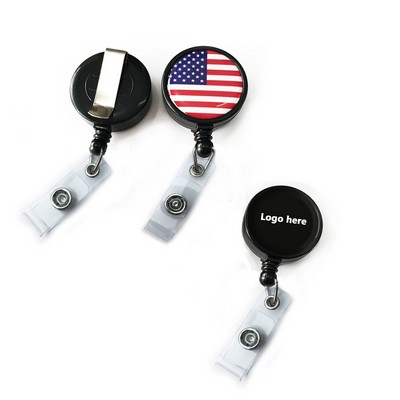 Cord Retractable Badge Reel W/ Simple Clip Backing