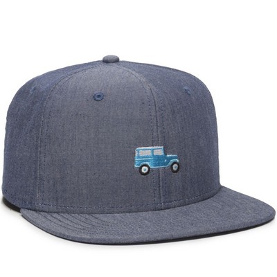 Chambray Flat Bill Cap w/Snap Back