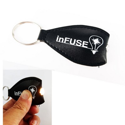 PU Leather LED Flashlight Key Tag