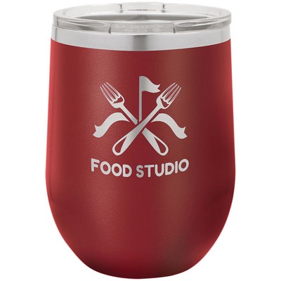 12 Oz. Stainless Steel Wine Tumbler - Maroon Red