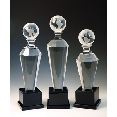 World Globe Optical Crystal Award/Trophy 13"H