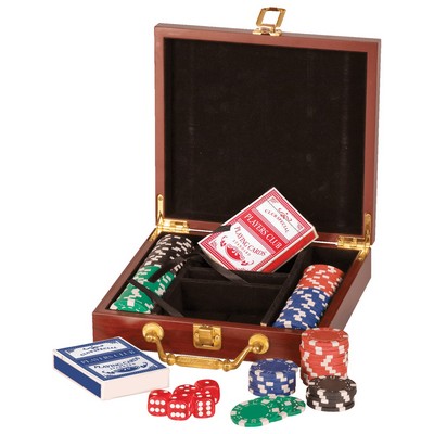 Rosewood Finish 100 Chip Poker Set