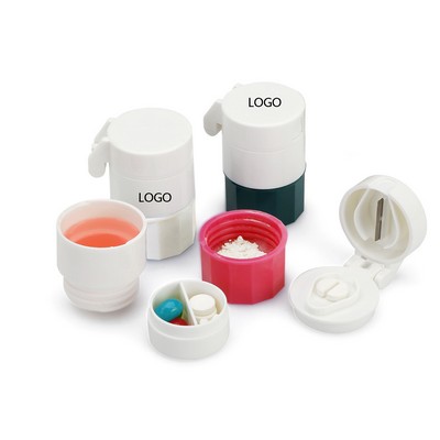 4 In 1 Pill Case Cup w/Cutter Grinder