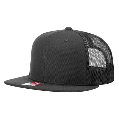 Richardson® Medium/Large Blend Flat Bill Trucker Hat (Embroidery)